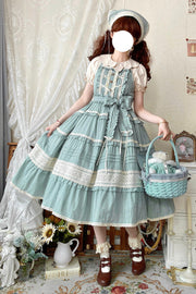 Summer Flower Tea Ruffle Bowknot Lace Sweet (Dress Only) front view