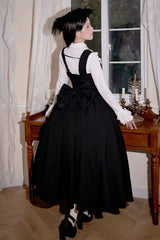 Black [Silent Words] Ruffle Bowknot Classic Lolita Jsk Push-Up Dress - Product - 10