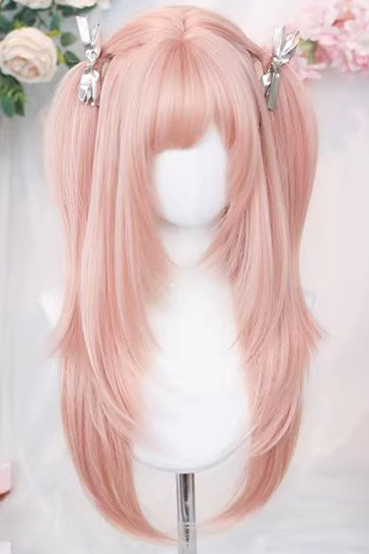 Cherry Pink Long Straight Hair Sweet Ins Lolita Wig - Product - 3