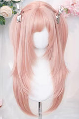 Cherry Pink Long Straight Hair Sweet Ins Lolita Wig - Product - 3