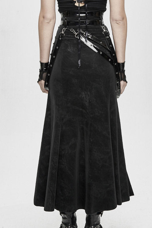Black High Side Slit Sexy With Adjusted Loops Womens Gothic Half Skirts - Product - 3