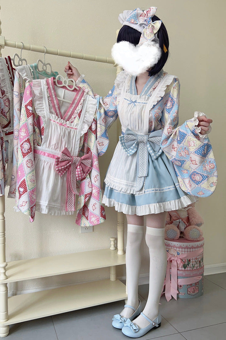 [Showa Sweet Pet] Ruffle Bowknot Sweet Japanese Maid Lolita Dress 6 Colors - Product - 19