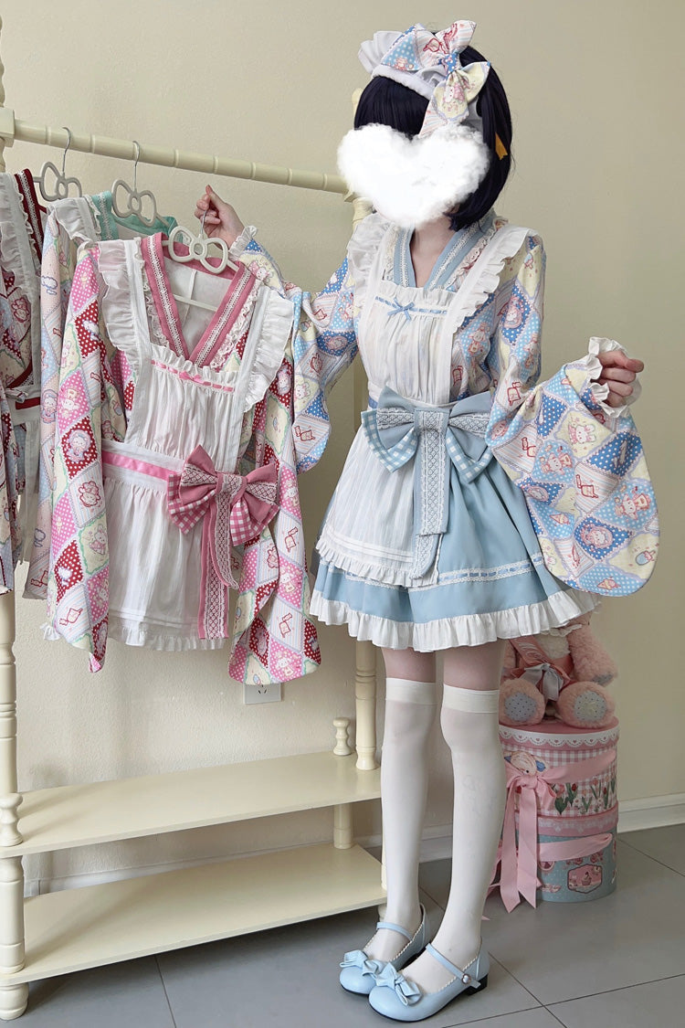 [Showa Sweet Pet] Ruffle Bowknot Sweet Japanese Maid Lolita Dress 6 Colors - Product - 19