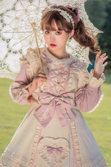 Pink/White [Little Florist] Long Sleeves Ruffle Bowknot Lace-Up Sweet Plus Size Princess Lolita Dress - Product - 5