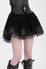 Black Cross Tassel Print Women's Gothic Skirt - Product - 3