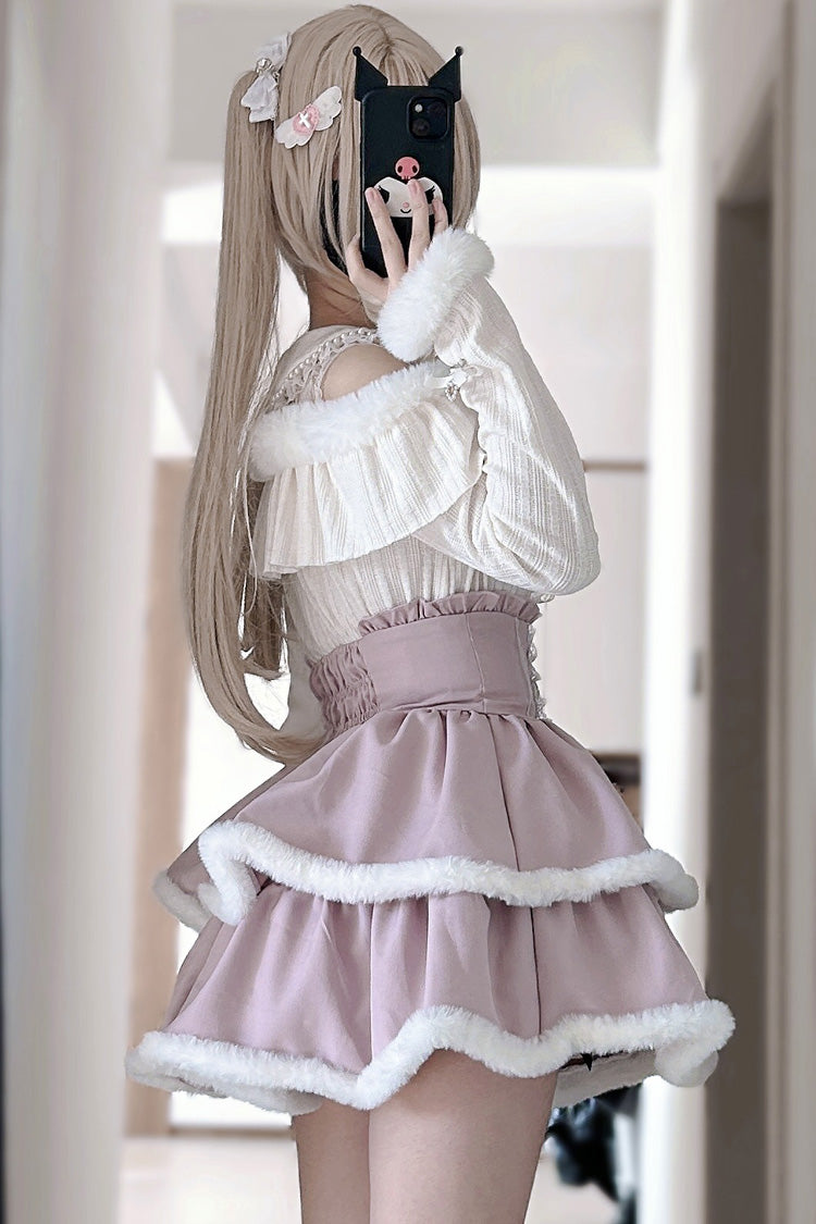 Pink Double-Layered Ruffle Lace Jirai Kei Japanese Skirt - Product - 5
