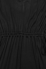 Black V Collar Long Sleeves Stitching Lace Women's Gothic Drawstring Honeymoon Dress - Product - 5