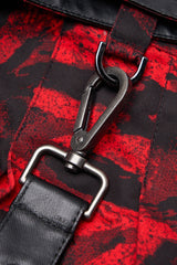 Black/Red Abstract Print Metal Buckle Leather Buckle Women's Steampunk Skirt - Product - 8