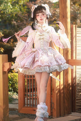 Pink White Pear Dream Multi-layer Ruffle Lace Sweet Chinese Style Princess Lolita Jsk Dress - Product - 10