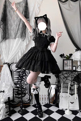 Bowknot Hollow Gothic Lolita Tiered JSK Dress 2 Colors - Product - 6
