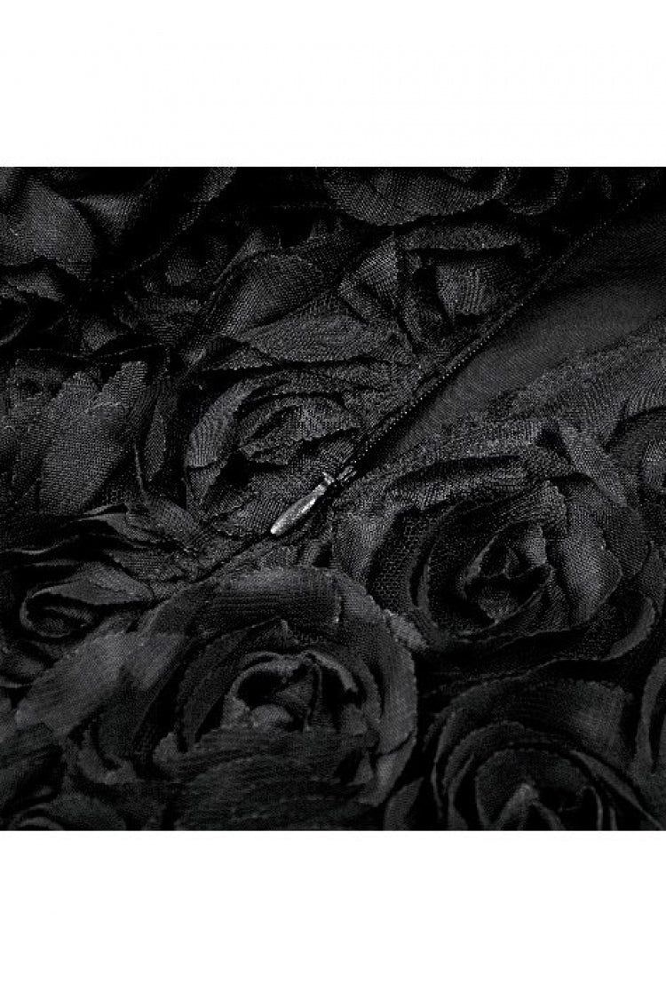 Black 3D Floral Jacquard Lace-Trimmed Women's Gothic Mini Shorts - Product - 15