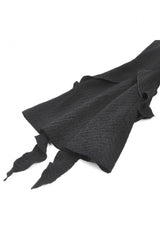 Black Cross Ruffled V Collar Irregular Split Long Trumpet Sleeves Women's Gothic Crop Top with Streamer - Product - 14
