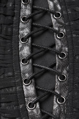 Black Sleeveless Lace-Up Side Zipper Pleated Women's Punk Corset - Product - 5