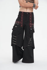 Black Stitching Men's Gothic Trumpet Pants - Product - 3