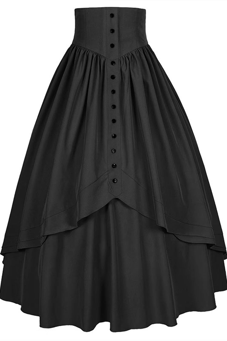 Gothic Elegant Ruffle Lolita Victorian Skirt 8 Colors - Black - 10