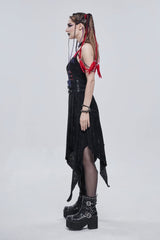 Black Cut-Out Slim Fit Studded Buckled Women's Gothic Faux Leather Girdle - Product - 3
