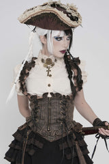 Bronze Bow Lace-Up Slim Zippered Women's Gothic Swallow-tailed Vest - Product - 13