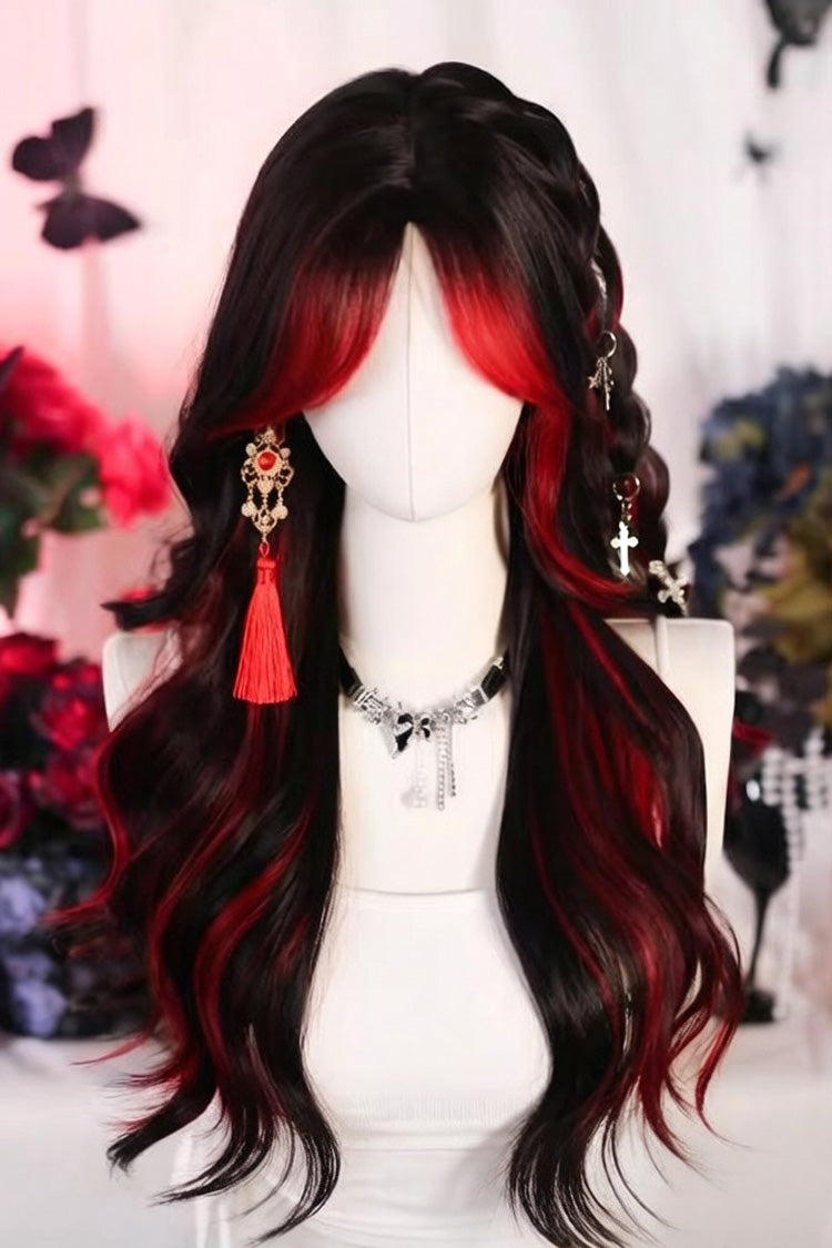 Red/Black Ombre Long Curls Gothic Sweet Lolita Wig - Red/Black - 1