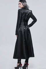 Black Gothic Lace-Up Lapel Skull Brooch Delicate Button Women's Coat - Product - 8