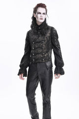 Gloden Sleeveless Floral Print Buckle-up Men's Gothic Vest - Product - 2