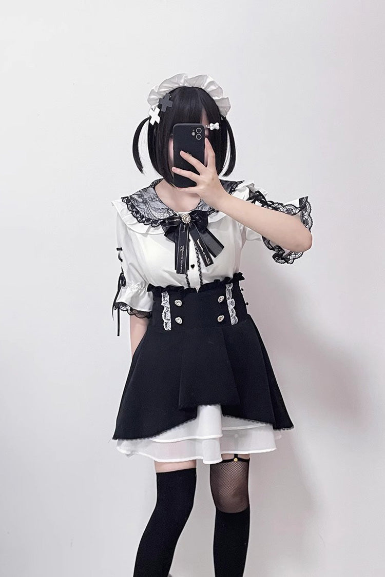 Jirai Kei Bowknot Lace Slim Sweet Lolita Blouse 3 Colors - Product - 6