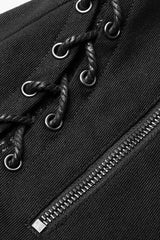 Buttonhole Drawstring Stitching Lace-Up Mesh Women's Steampunk Skinny Jeans Pants 2 Colors - Product - 13