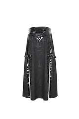 Black Patent Leather Splice Split Men's Punk Skirt - Product - 10