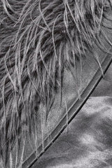 Grey Faux Fur Wool Side Long Sleeves Stitching Womens Gothic Elegant Coat - Product - 7
