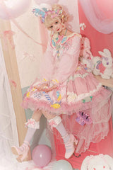 Pink Candy Party Lace Long Sleeves Bowknot Multi-Layer Ruffled Sweet Lolita JSK Dress - Product - 3