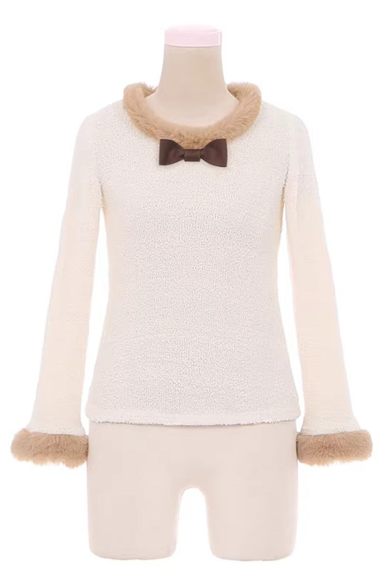 [Bunny Transformation] Detachable Bunny Cake Sleeveless Triple-Layered Ruffled Bow Sweet Strap Dress 2 Colors - White/Brown-Blouse - 13