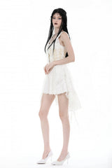 White Irregular Lace Splice  Multi-Layered Women's Gothic Skirt - Product - 11