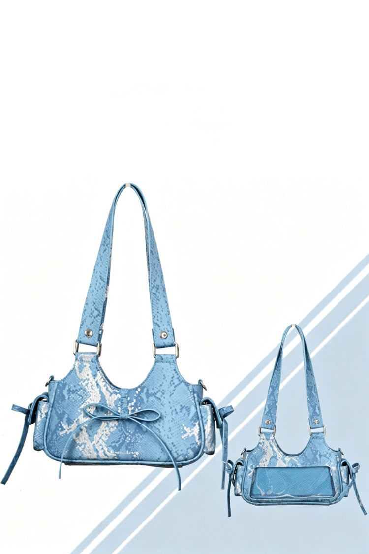 Y2K Bow Snake Print Sweet Lolita Hobo Crossbody & Shoulder Ita Bag 3 Colors - Product - 6