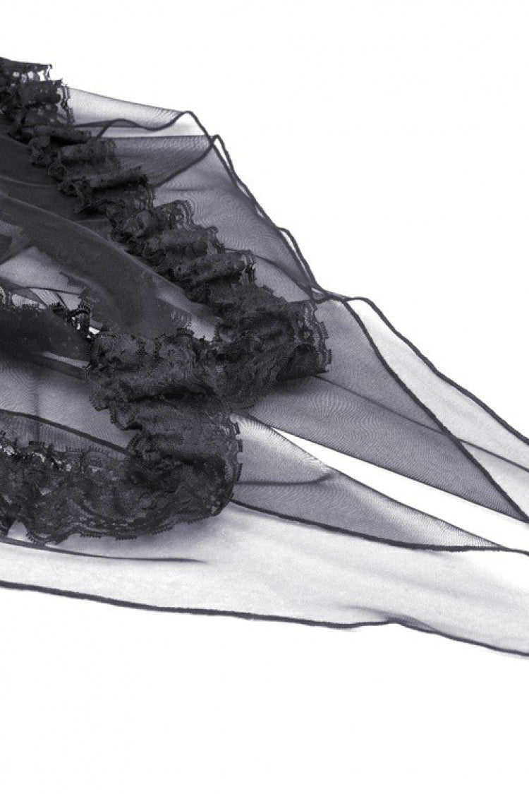 Black Sleeveless Lace-Up Layered Swallowtail Lace Women's Gothic Wedding Dress - Product - 18