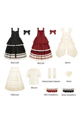 Red [Lily] Multi-Layered Ruffle Lace Classic Elegant Lolita Jsk Dress - Product - 6