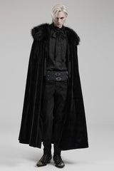 Black Detachable Collar Men's Gothic Cloak Coat - Product - 4