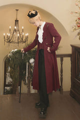 Dark Red [The Legend of Dracula] Long Sleeves Gothic Prince Handsome Cool Ouji Lolita Coat - Product - 10