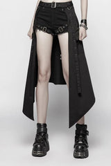 Black Metal Eyelets Detachable Women's Punk Skirt - Black - 1