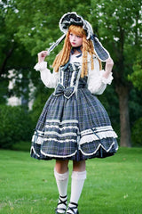 Green [Gingham Petal Bunny] Printed Ruffled Bow Sweet Lolita Jsk Dress - Product - 12