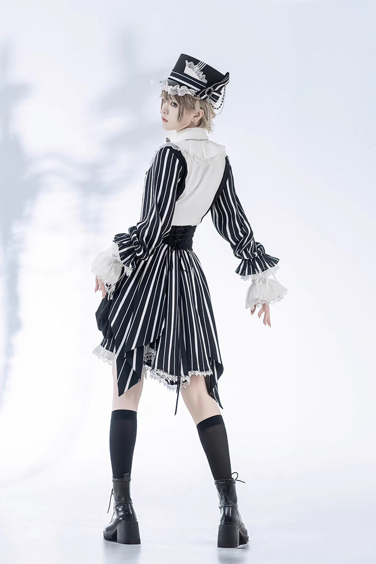 Black/White Wonderful Trick Stripe Print Lace Ouji Fashion Elegant Lolita Shorts - Product - 6