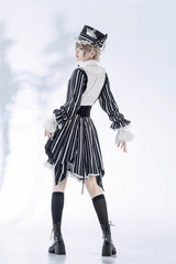 Black/White Wonderful Trick Stripe Print Lace Ouji Fashion Elegant Lolita Shorts - Product - 6