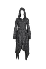 Black Long Trumpet Sleeves Irregular Hooded Womens Gothic Dress - Product - 8