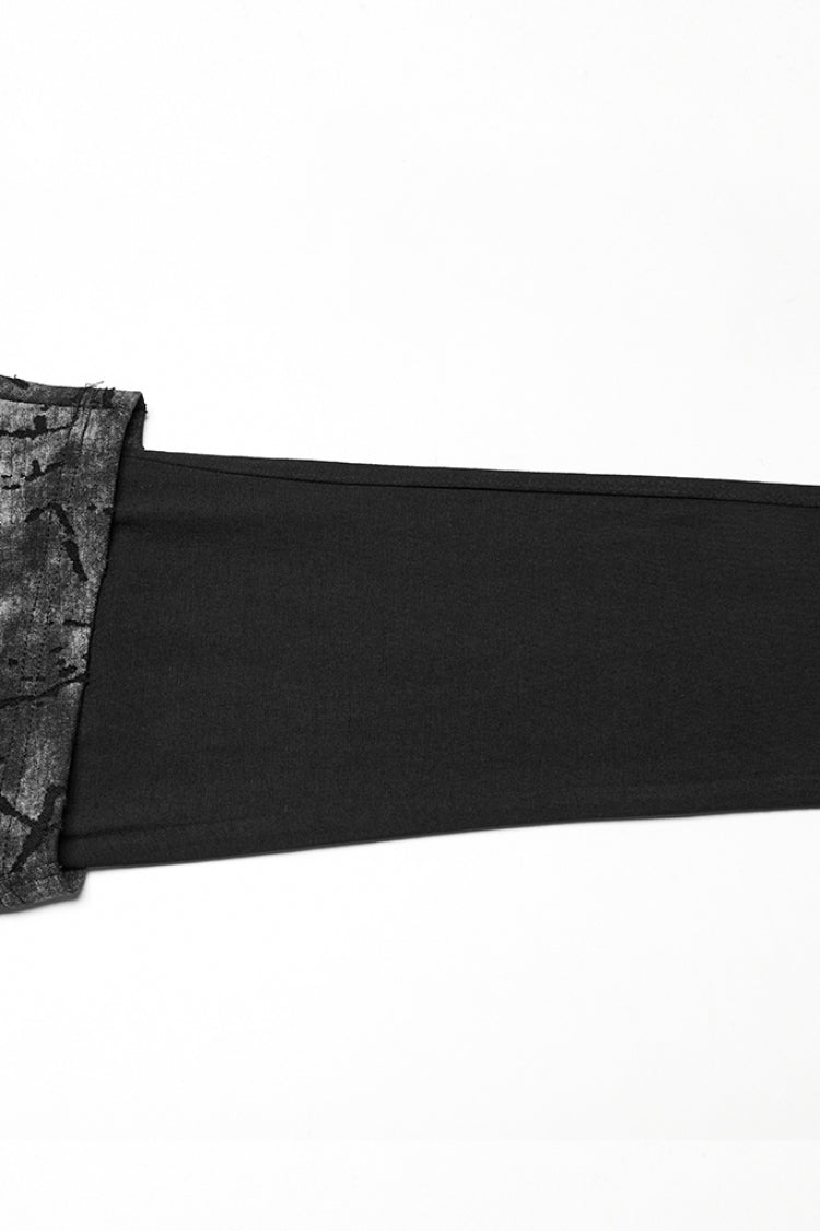Black/Grey Tie-dyed Sagging Men's Punk Pants with Staps - Product - 8