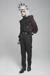 Black Printed Lace-Up Buckled Zippered Men's Gothic Pants - Product - 13