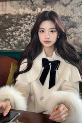 White Long Sleeves Bowknot Sweet Elegant Princess Lolita Cloak Coat - Product - 2