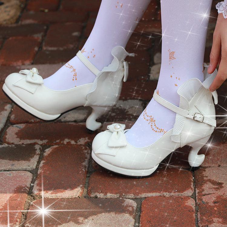 Bowknot Strappy Ruffle PU Sweet Lolita Shoes 5 Colors - Product - 8