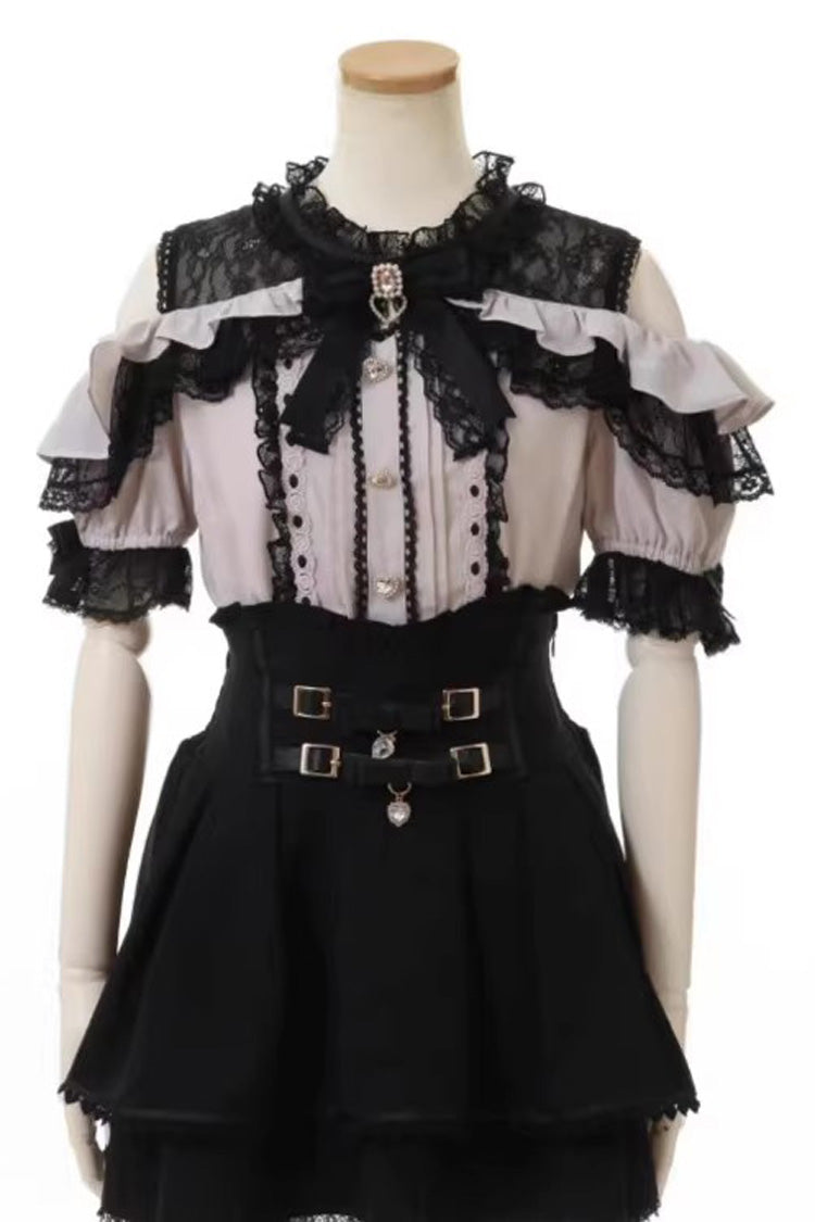Double Bowknot Ruffle Slim Sweet Jirai Kei Skirt 3 Colors - Product - 9