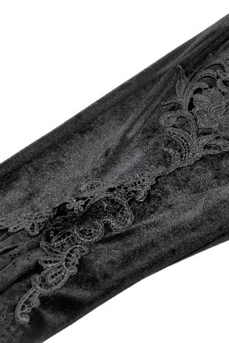 Black Women's Gothic Floral Embroidered Lace Flared Pants - Product - 13
