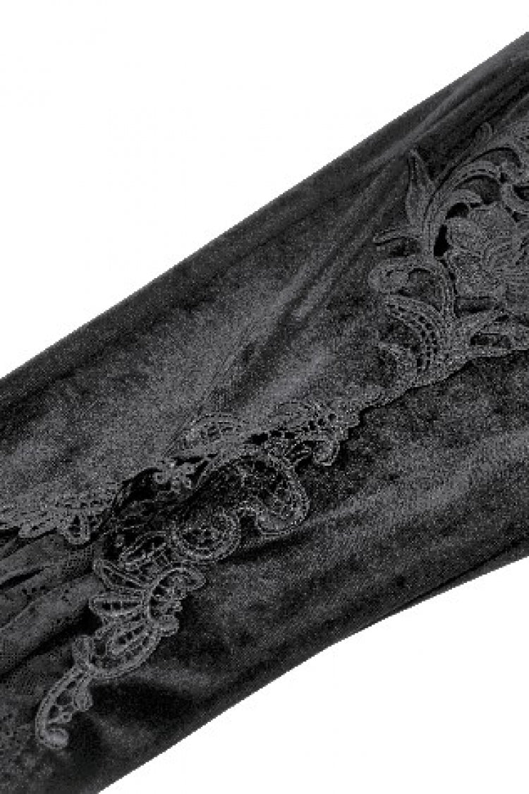Black Women's Gothic Floral Embroidered Lace Flared Pants - Product - 13