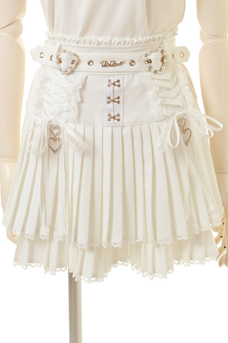 Sweet Ruffle Lace Punk Jirai Kei Japanese Skirt 3 Colors - White - 3