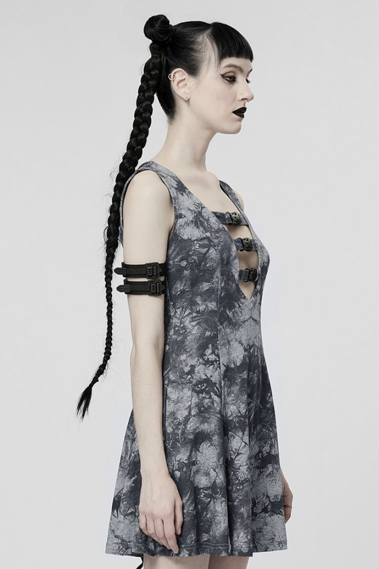 V Collar Sleeveless Buckle Women's Steampunk Dress 2 Color - Product - 9